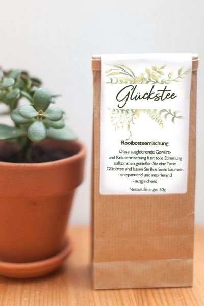 Glückstee | Roiboosteemischung | mit kleiner Dosierschaufel aus Holz