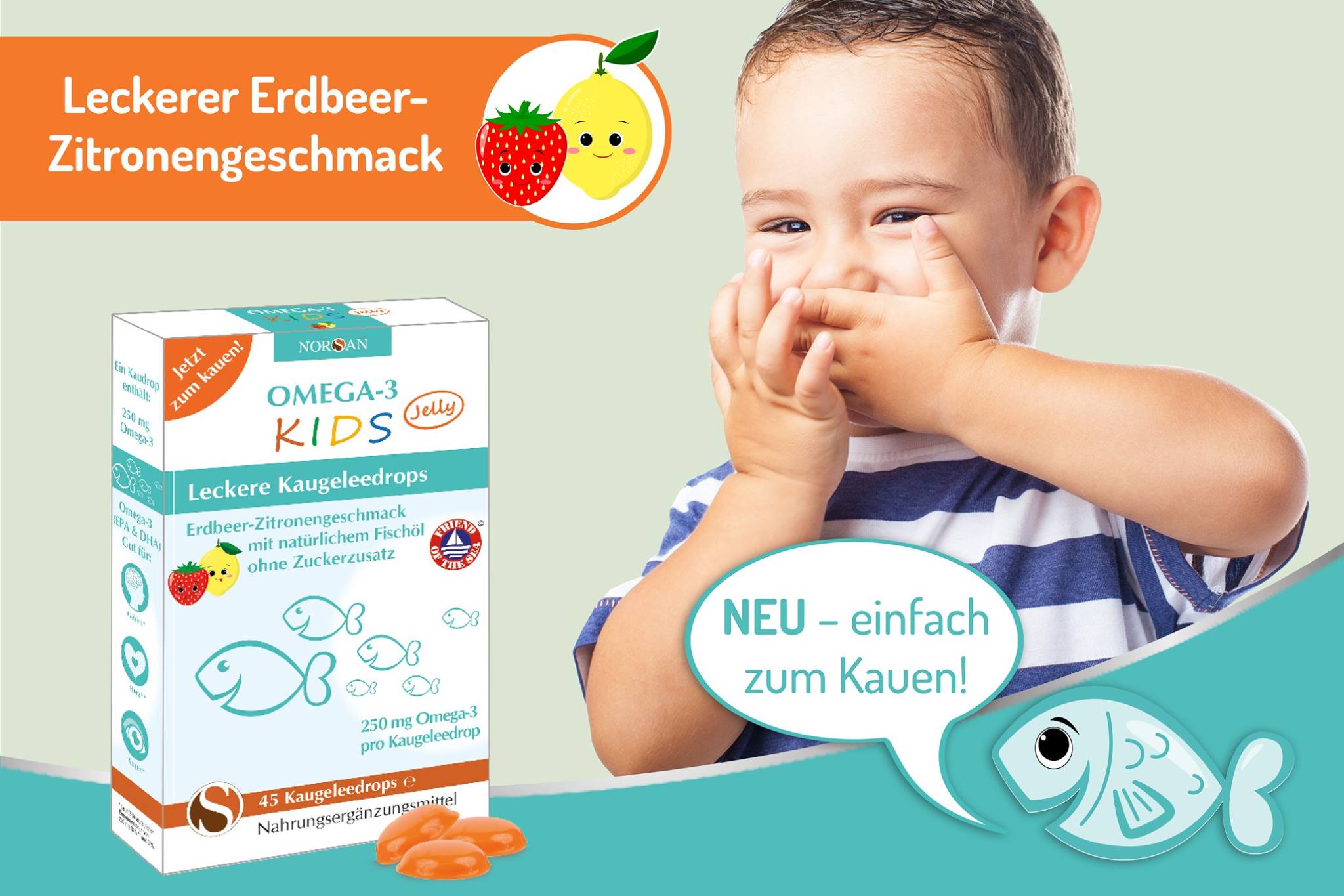 Norsan Omega3 für Kids Dragees/Drops zum Kauen mit Vitamin D 100