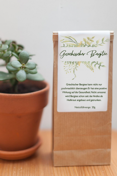 Griechischer Bergtee Kräutertee | mit kleiner Dosierschaufel aus Holz | griech. Eisenkraut