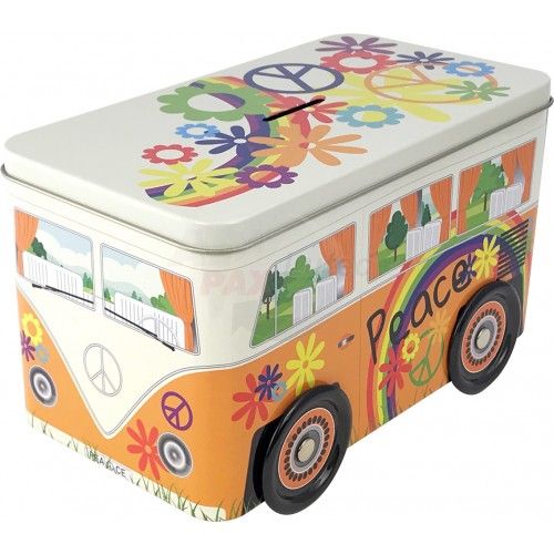 Peace Truck | Hippie Bulli | Geschenkverpackung | Spardose | Weissblech |